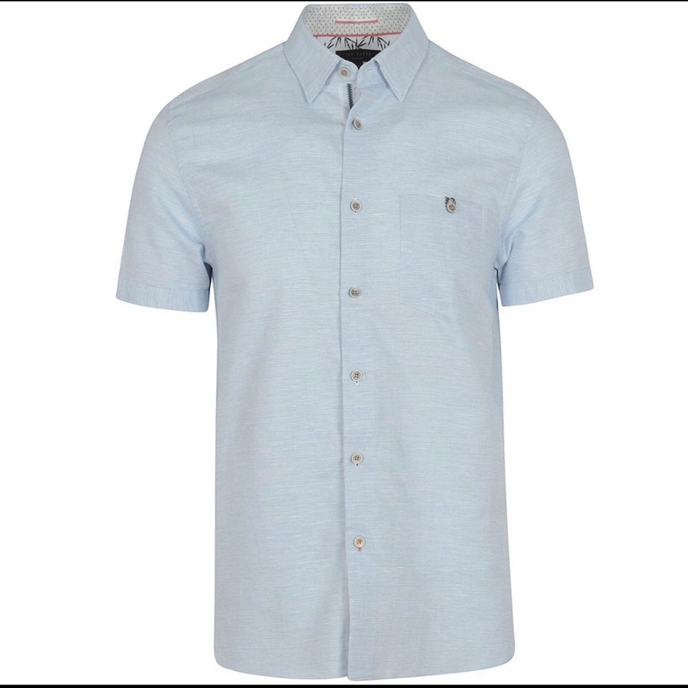 TED BAKER Short Sleeve Linen Shirt Men Peeze sz XL